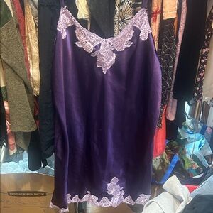 Elegant Purple Lace Trim Nightgown